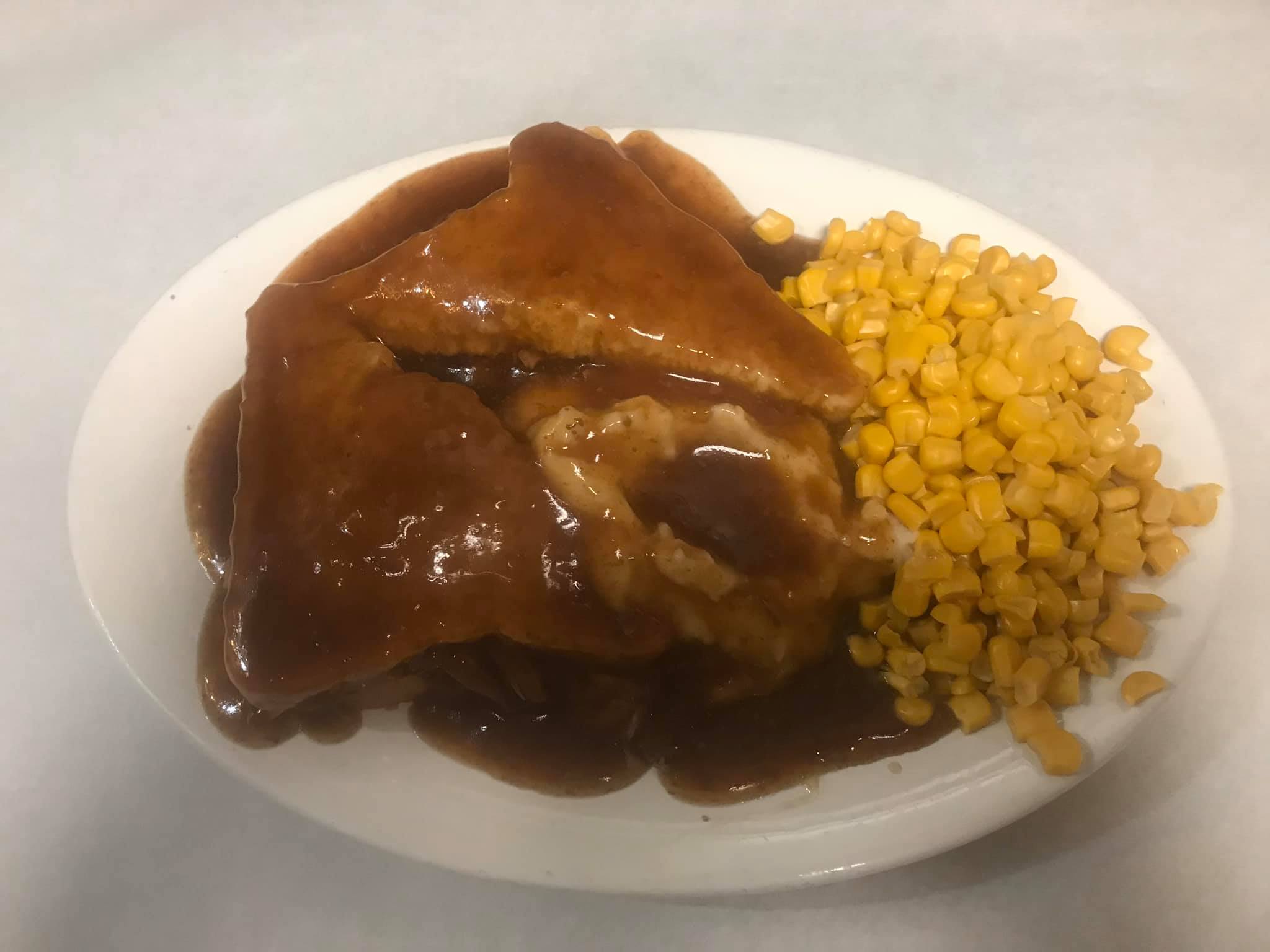 Corn and gravy covered beef from Clancy's Keg in Downtown Cedar Rapids